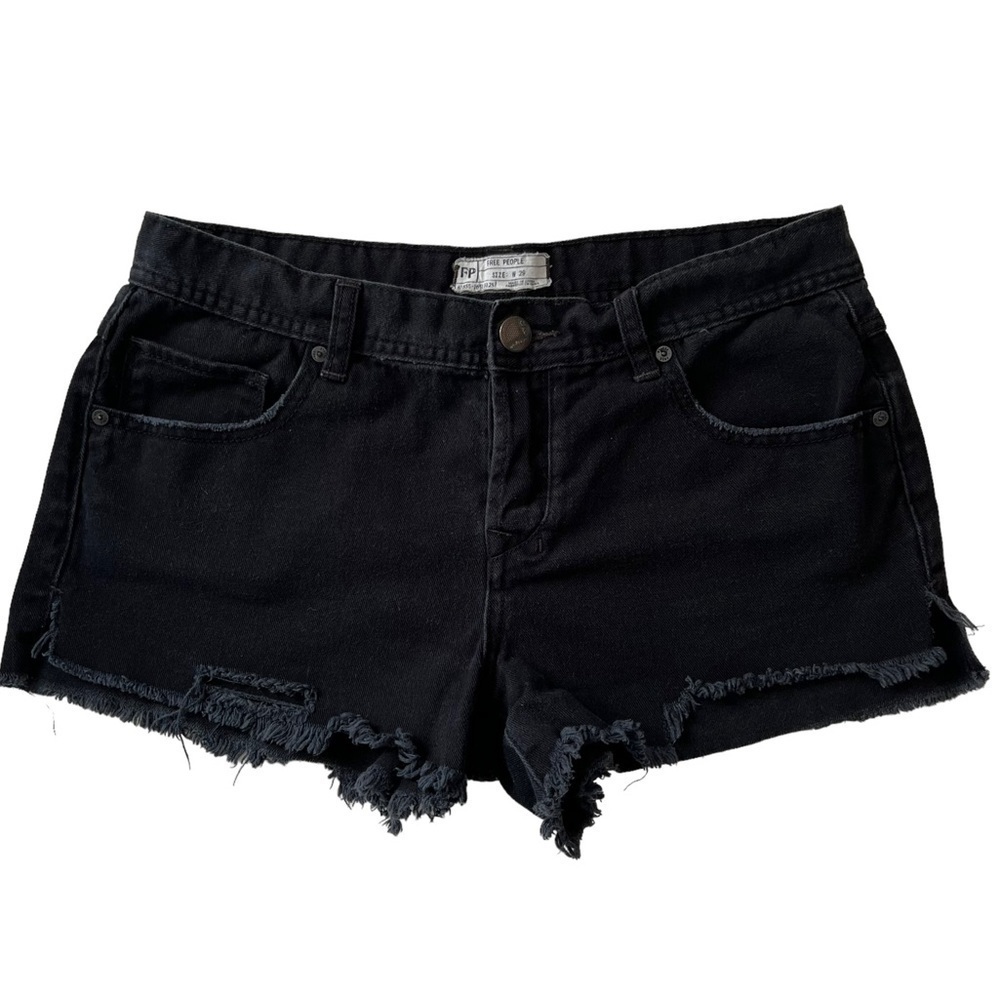 Free People Womens Black Distressed Womens Denim Shorts Size 29